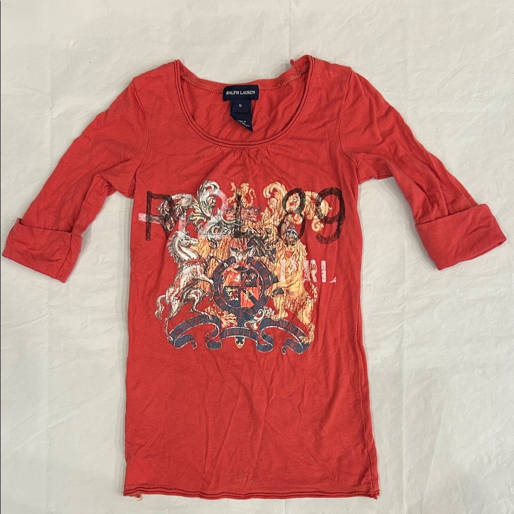 Ralph Lauren Red Long Sleeve Kids Tee